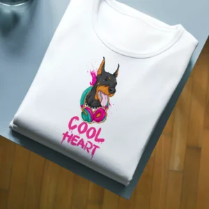 T-shirt Cool Heart design chien avec écouteur